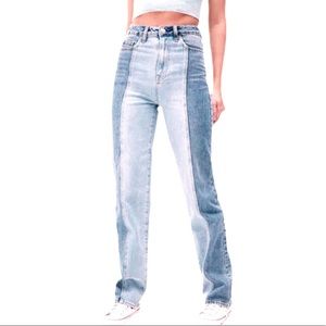 NWOT PacSun Two Tone Color Block High-rise Straight Leg Jeans Size 27